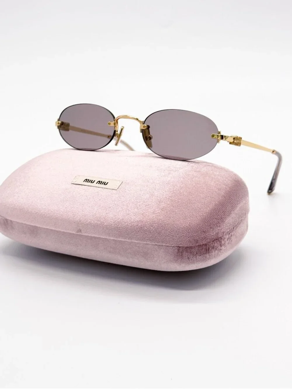 New Miu Miu MU A54S Sunglasses Oval Purple Gold MUA54S 5AK20I